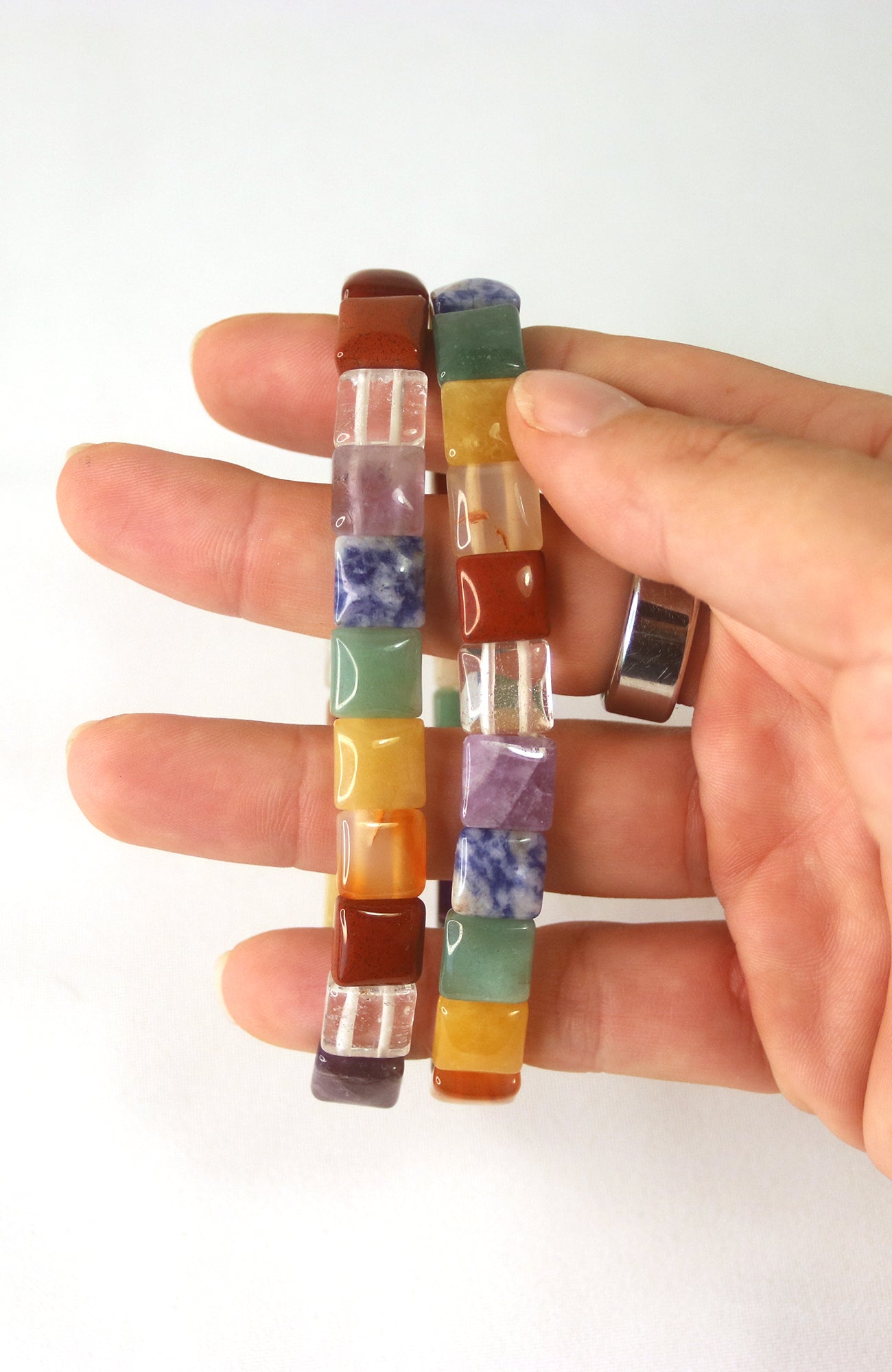 Chakra Faceted Square Bead Bracelet 195